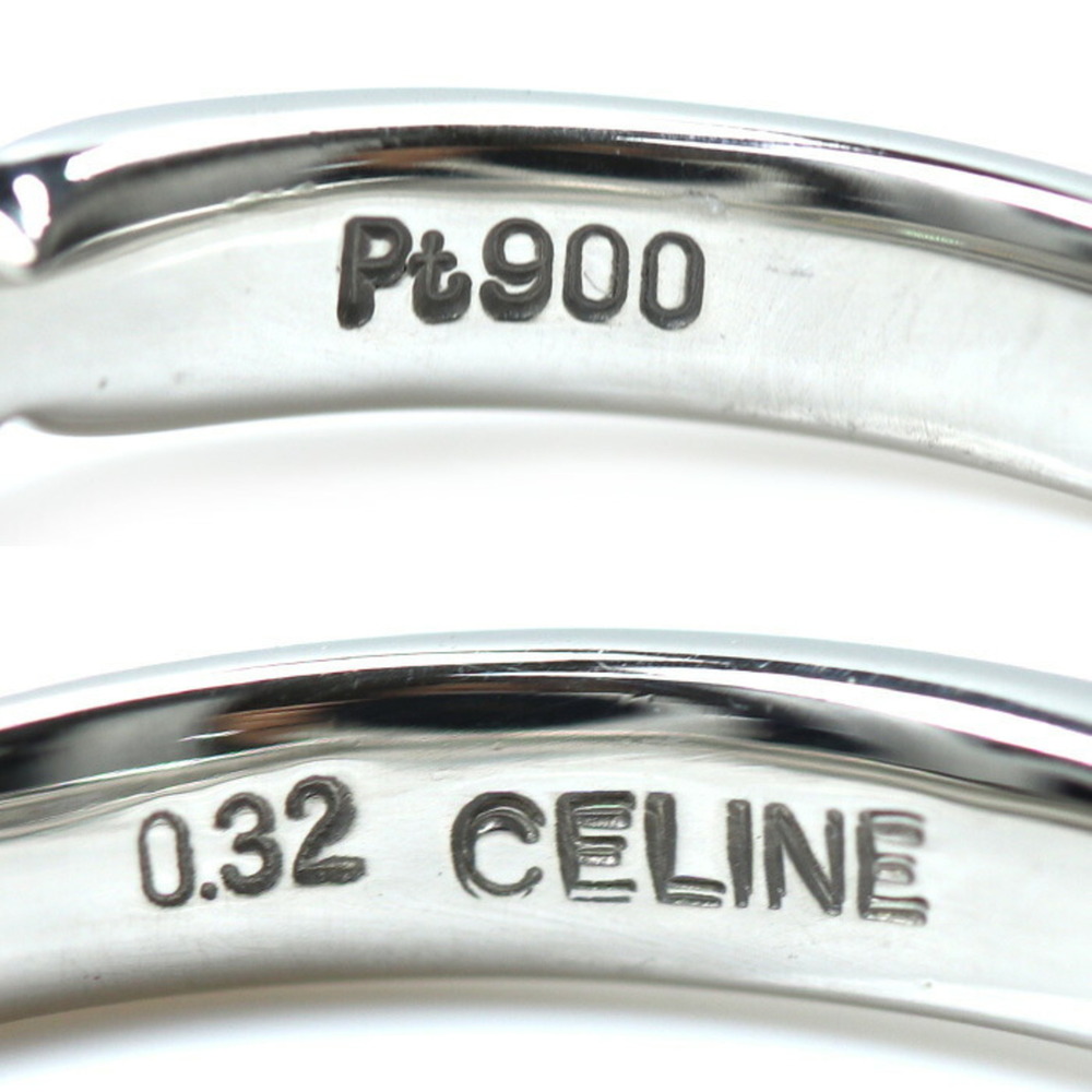 CELINE Pt900 Platinum Ring Diamond 0.32ct 6.2g Size 6 - Picture 5 of 7
